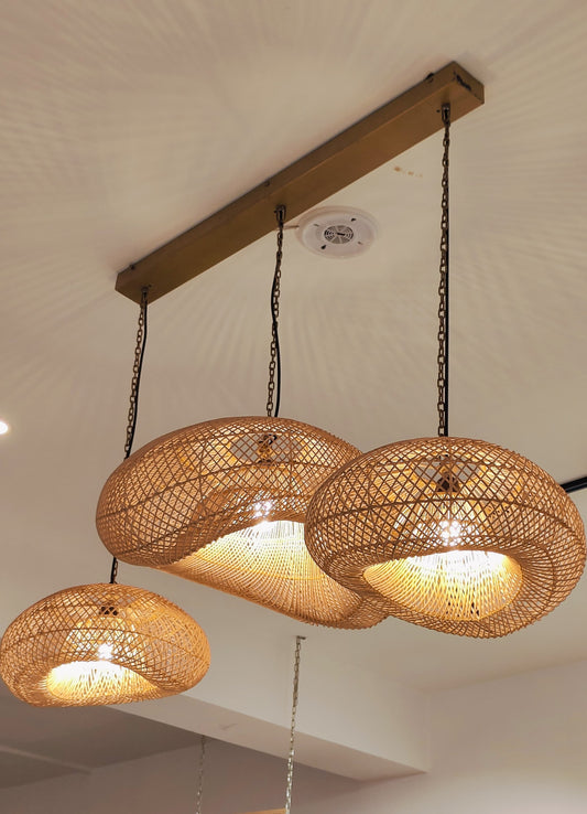 Woven Rattan Pendant Light Trio