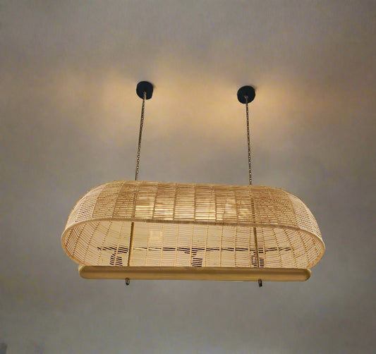 Large Oval Rattan Ceiling Light