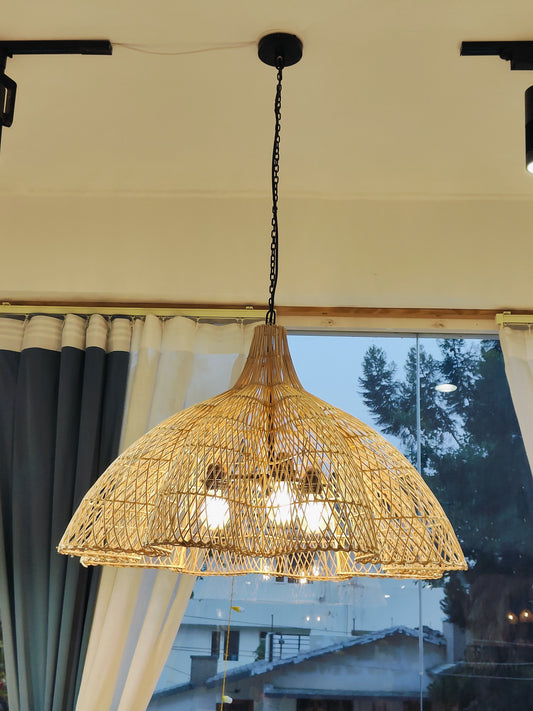 Large Woven Dome Rattan Pendant Light