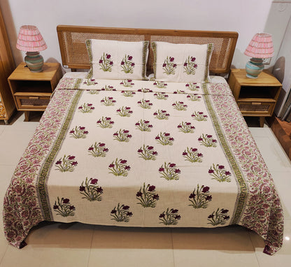 Gulbagh Handblock Cotton Bedcover Set (3-Piece)