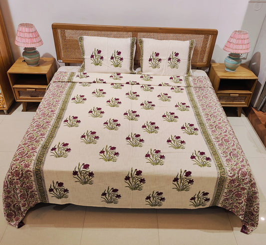 Gulbagh Handblock Cotton Bedcover Set (3-Piece)