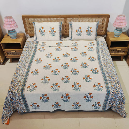 Neelkamal Handblock Cotton Bedcover Set (3-Piece)