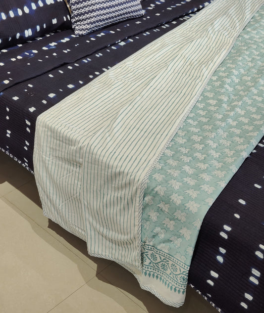 Aqua Lotus Handblock Cotton Dohar