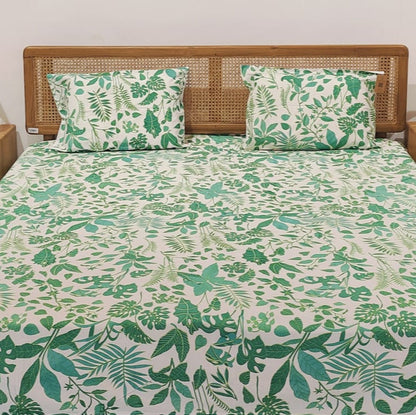 Tropical Leaf Cotton Bedsheet Set