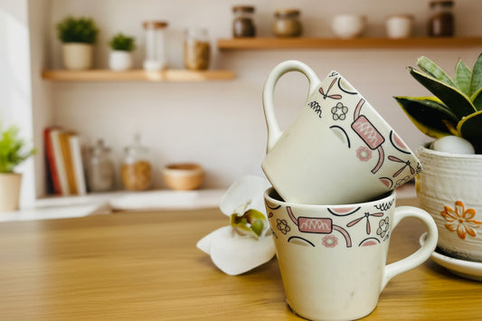 Tea Cup Border Floral S/6