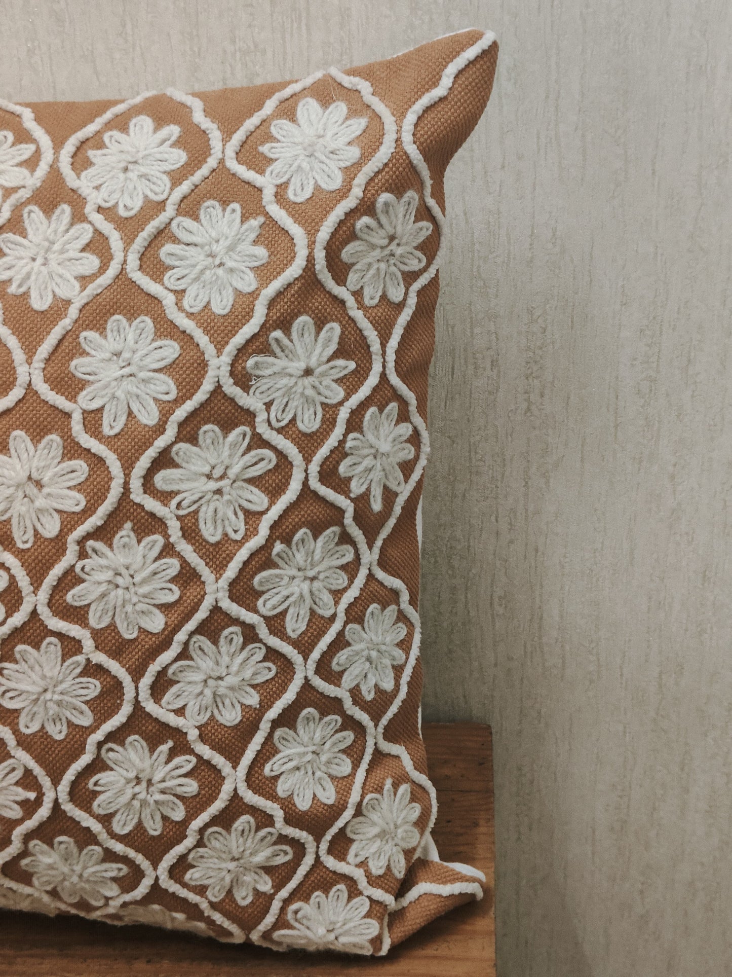 FLORAL TUFTED MUSTARD CUSHION COVER