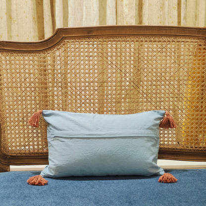 BLUE EMBROIDERED CUSHION COVER