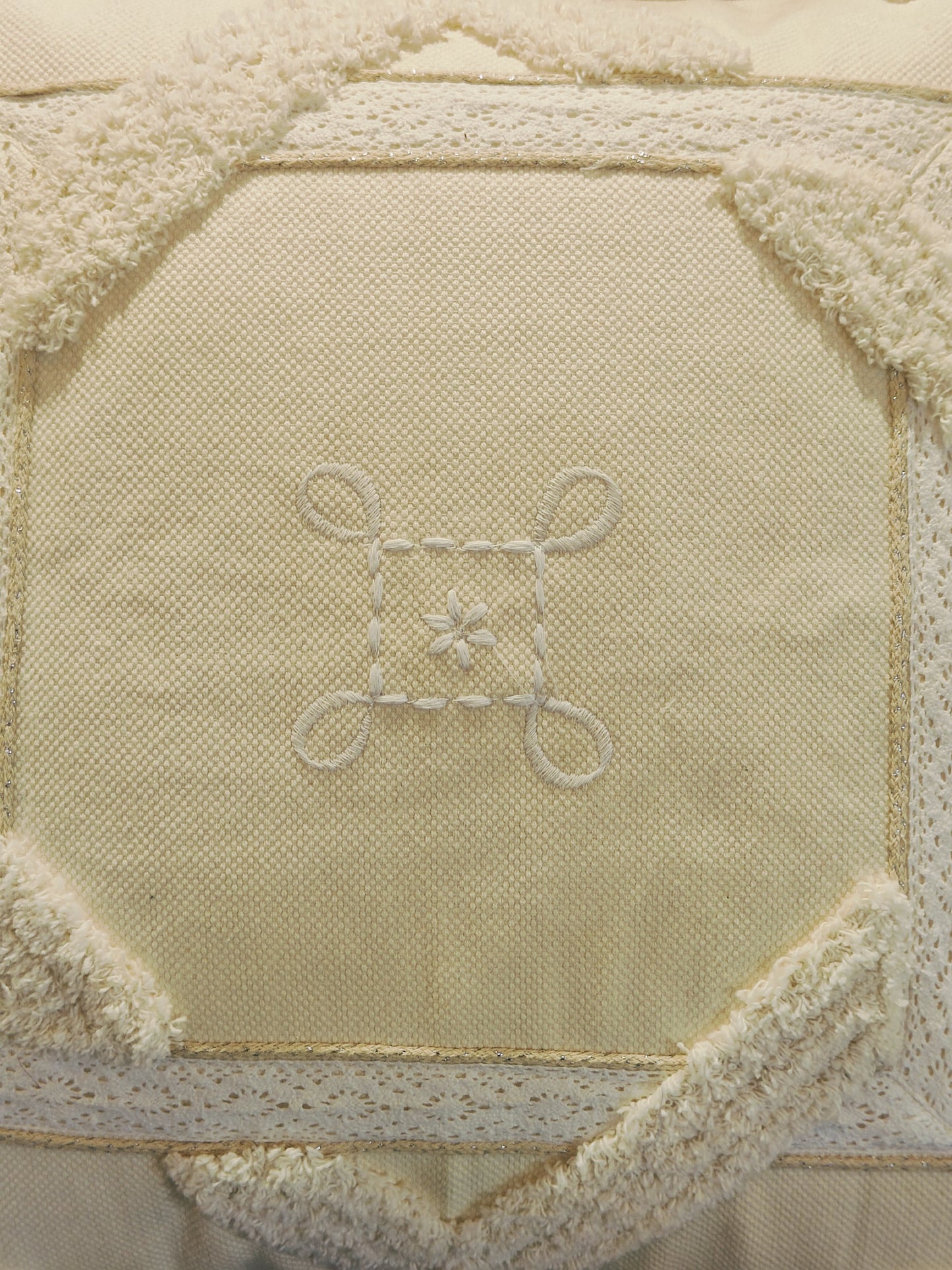 IVORY WHITE RHOMBUS TUFTED CUSHION COVER