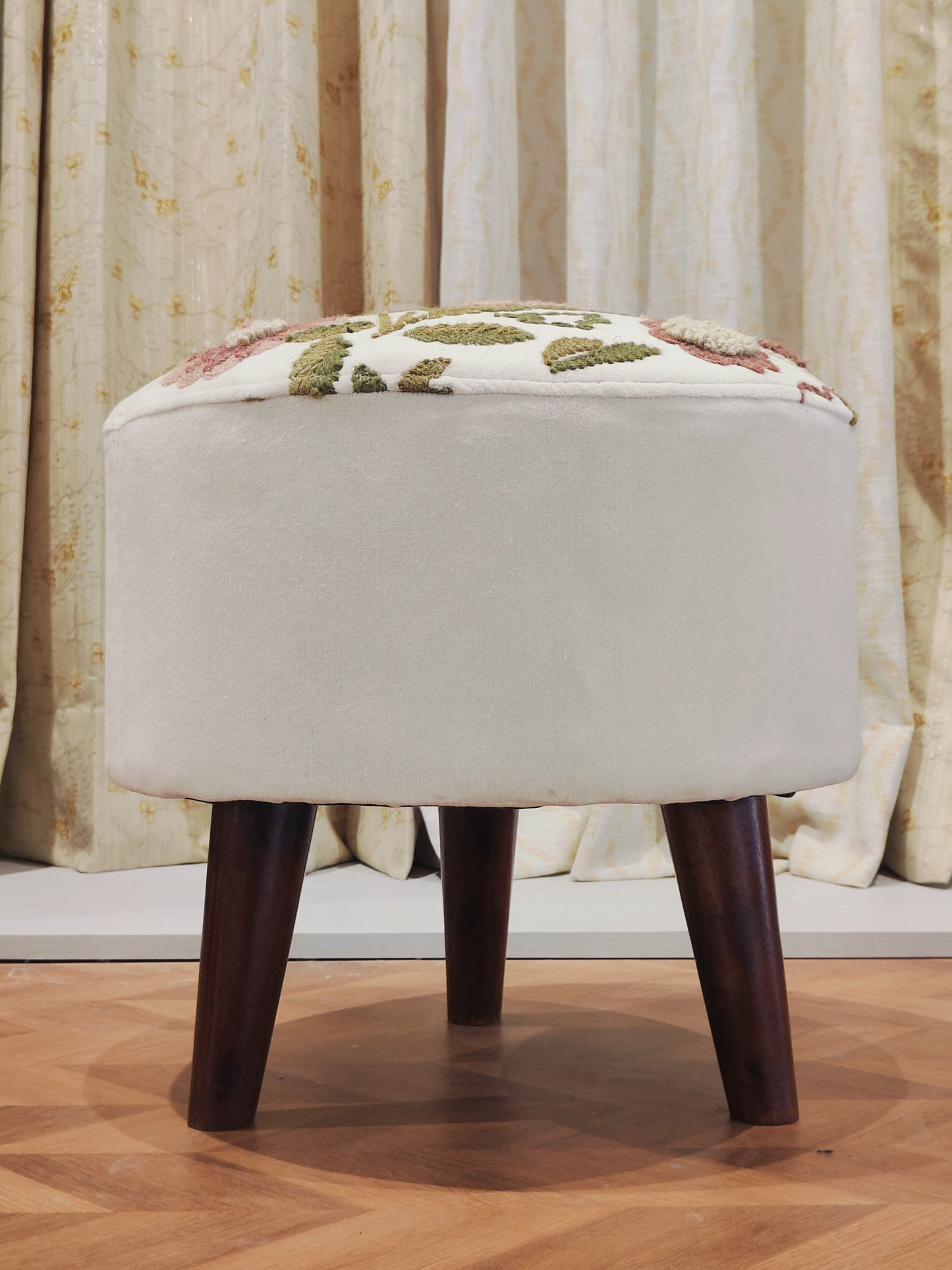 Handwoven Embroidered Ottoman – Rustic Garden