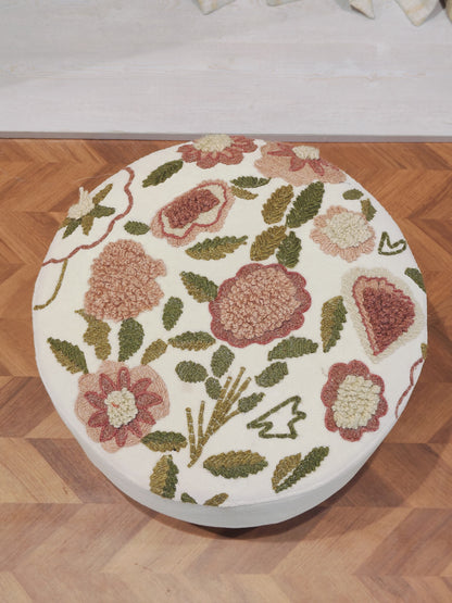 Handwoven Embroidered Ottoman – Rustic Garden
