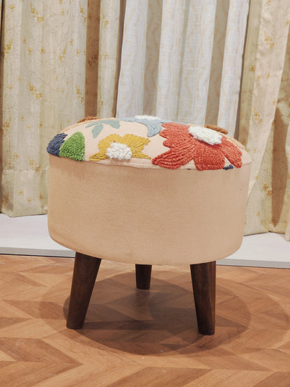 Handwoven Embroidered Ottoman – Bloom Burst