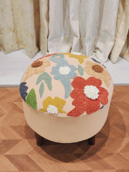 Handwoven Embroidered Ottoman – Bloom Burst