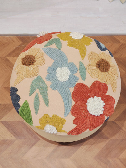 Handwoven Embroidered Ottoman – Bloom Burst