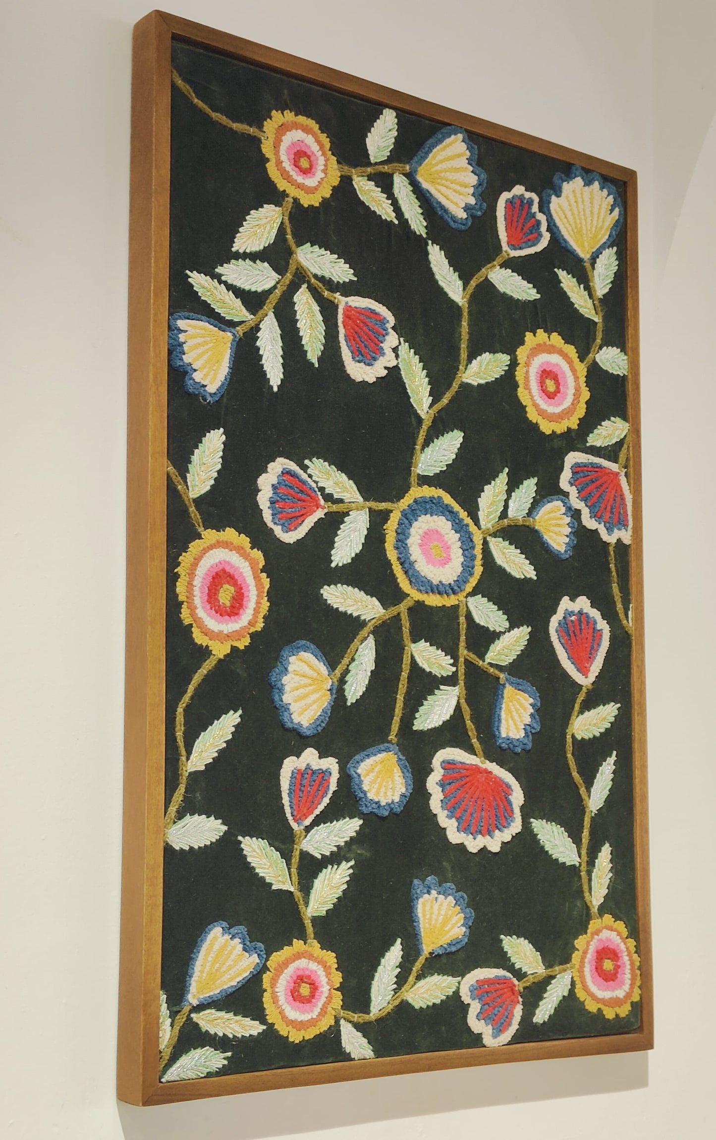 Midnight Bloom – Hand-Embroidered Wall Frame