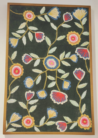 Midnight Bloom – Hand-Embroidered Wall Frame