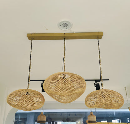 Woven Rattan Pendant Light Trio
