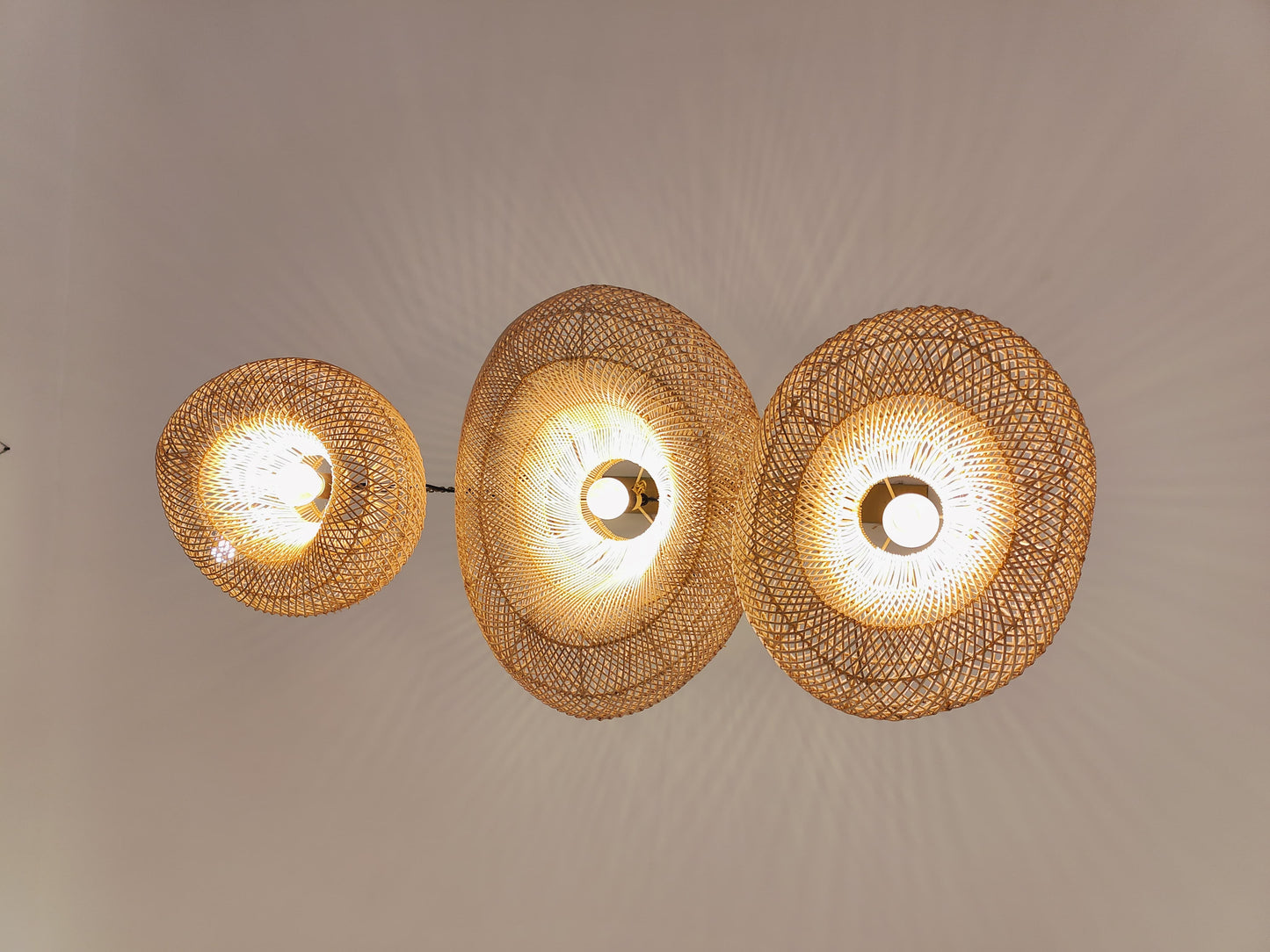 Woven Rattan Pendant Light Trio
