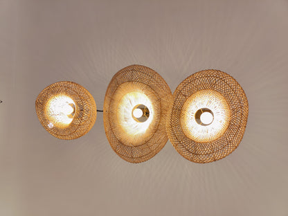 Woven Rattan Pendant Light Trio