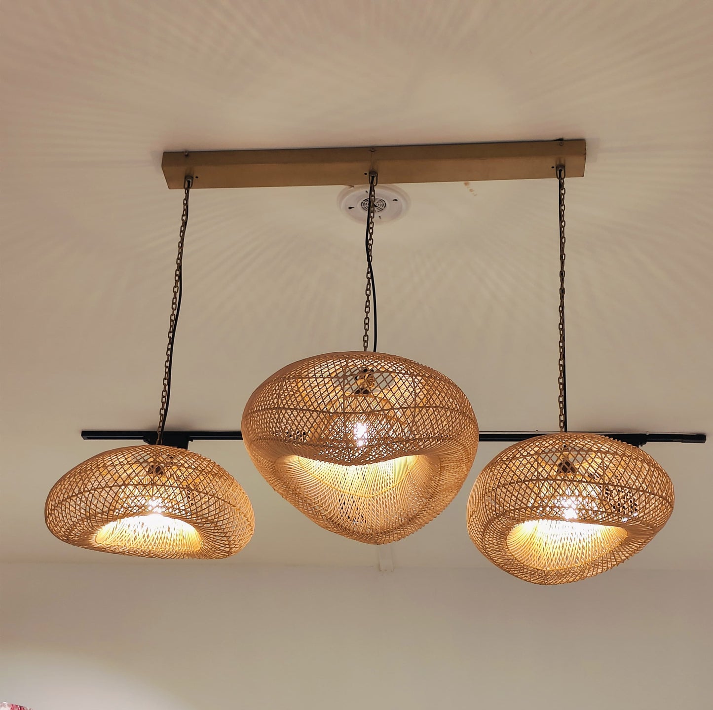 Woven Rattan Pendant Light Trio