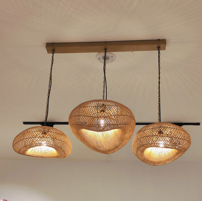 Woven Rattan Pendant Light Trio