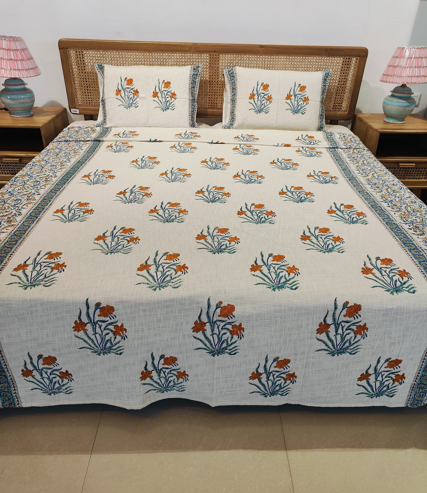 Neelkamal Handblock Cotton Bedcover Set (3-Piece)