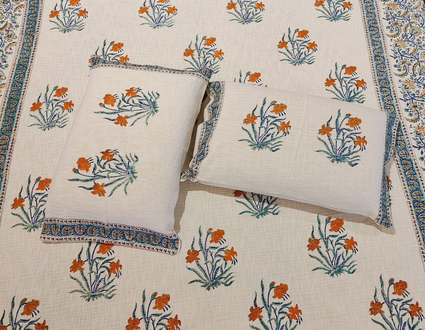 Neelkamal Handblock Cotton Bedcover Set (3-Piece)