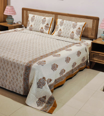 Amber Jaal Handblock Cotton Bedcover Set (3-Piece)