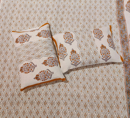 Amber Jaal Handblock Cotton Bedcover Set (3-Piece)