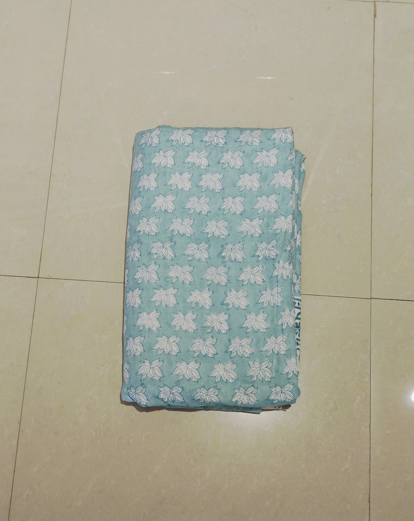 Aqua Lotus Handblock Cotton Dohar