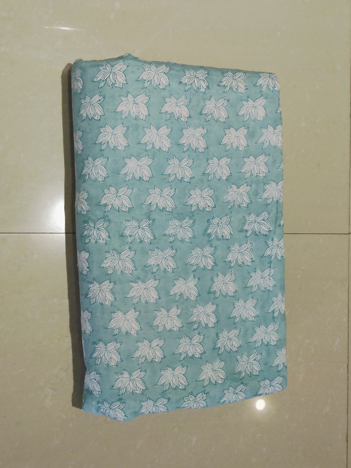 Aqua Lotus Handblock Cotton Dohar