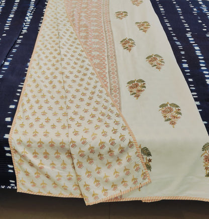 Peach Blossom Handblock Cotton Dohar