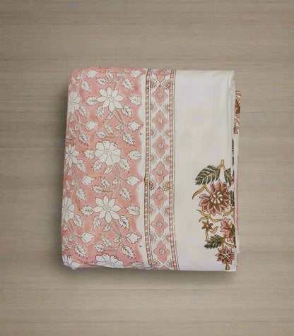 Peach Blossom Handblock Cotton Dohar