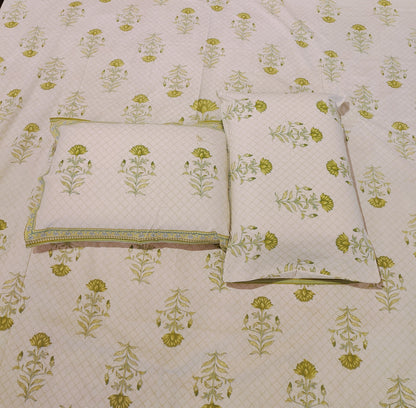 Olive Bloom Cotton Bedsheet Set