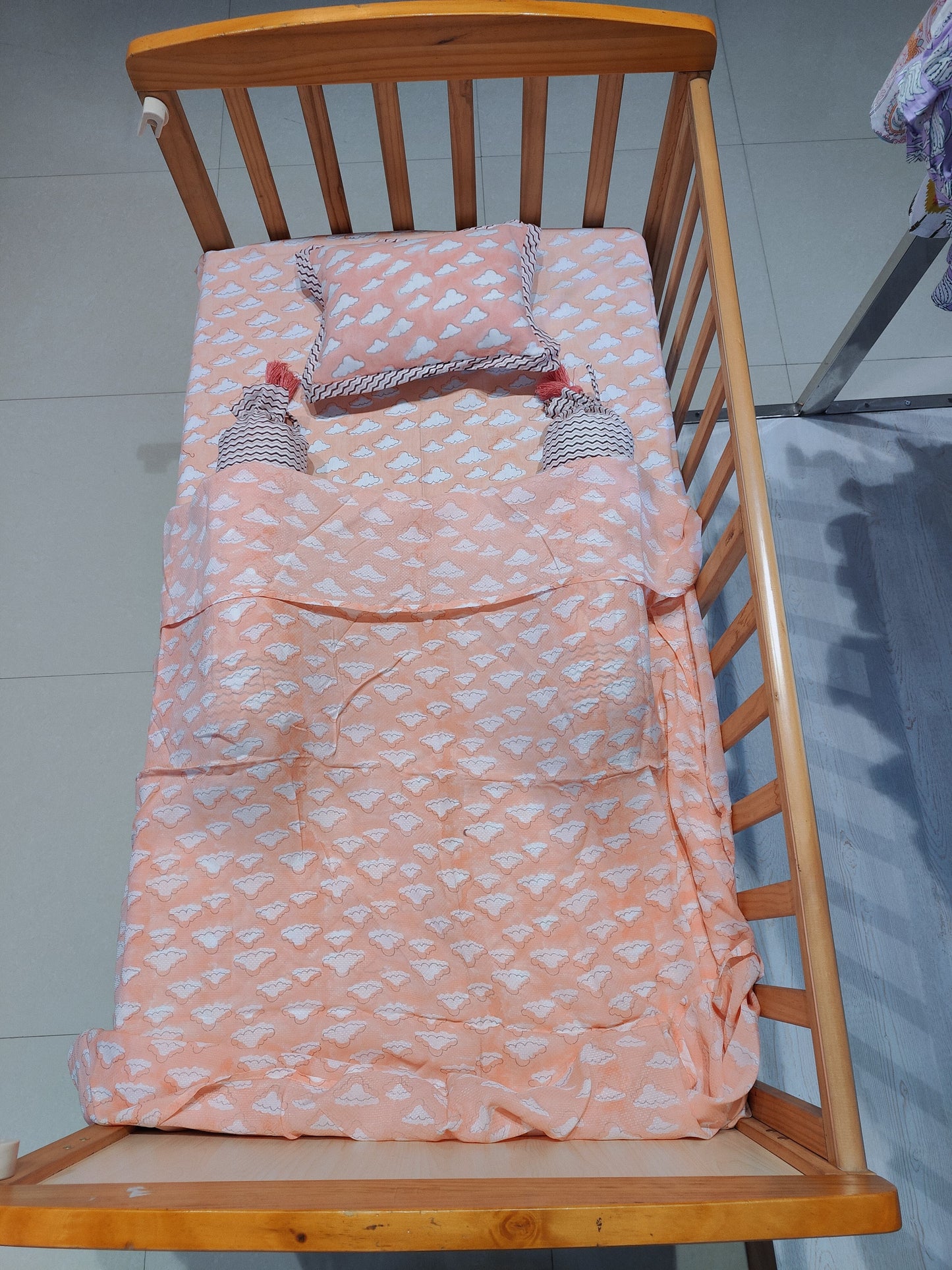 Pink Clouds Baby Bedding Set – 5 Pieces