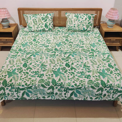 Tropical Leaf Cotton Bedsheet Set