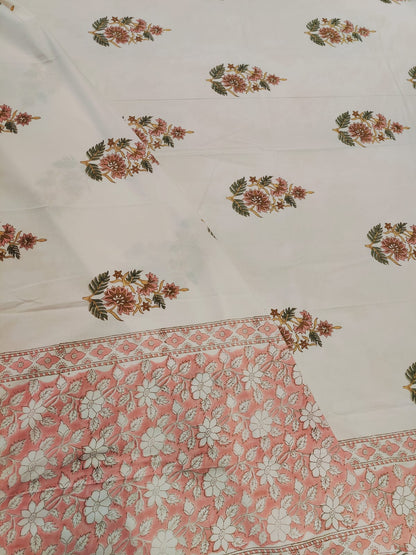 Hand Block Printed Floral Cotton Bedsheet Set