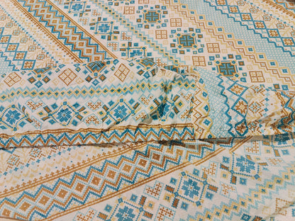 Ethnic Print fitted Cotton Bedsheet Set