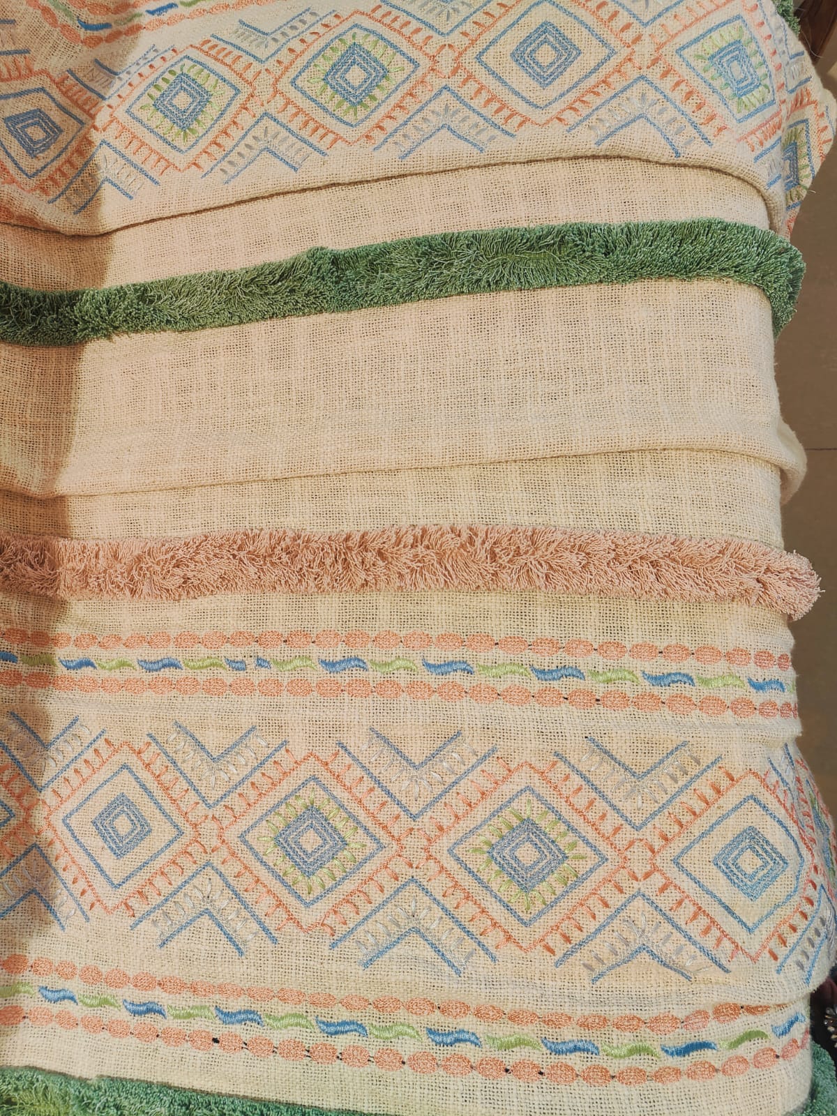 Pastel Boho Woven Throw with Tassels