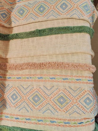 Pastel Boho Woven Throw with Tassels
