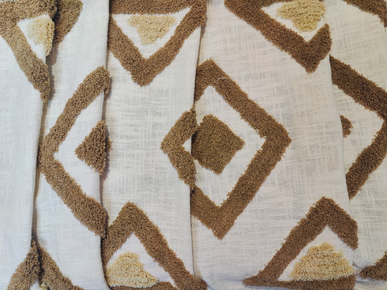 Minimal Boho Geometric Throw in Mustard &amp; White