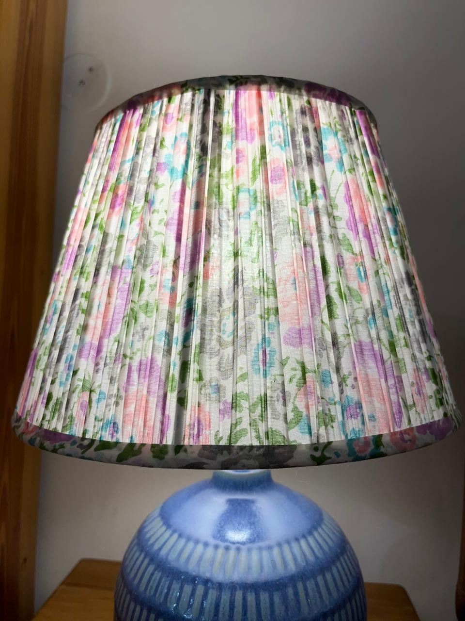 Block Printed Pleated Lamp Shade - Floral Whisper
