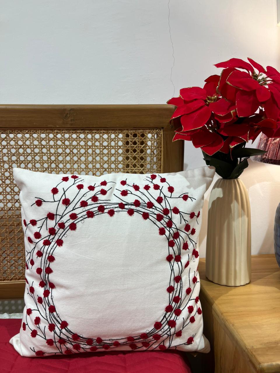 Red Flower Cushion Cover