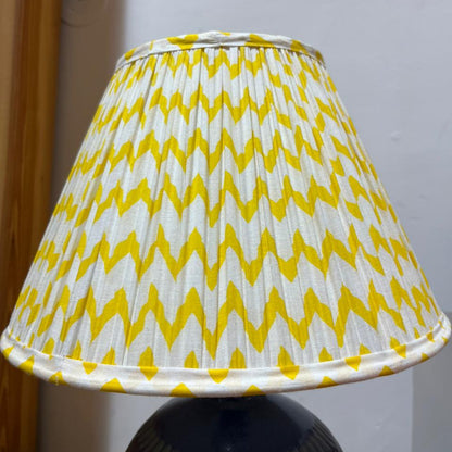 Yellow Block Printed Pleated Lamp Shade