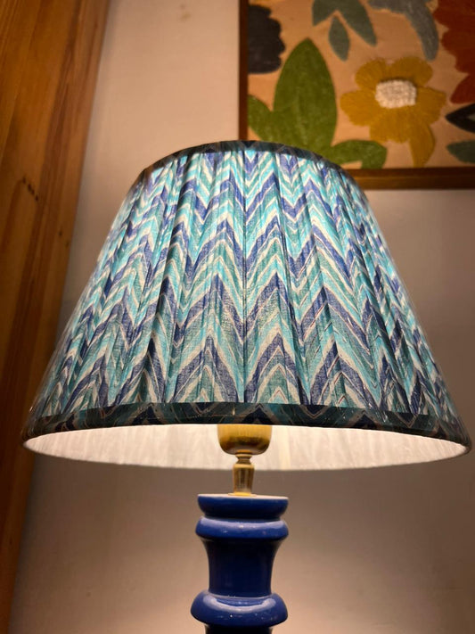 Block Printed pleated shade - Blue Breeze