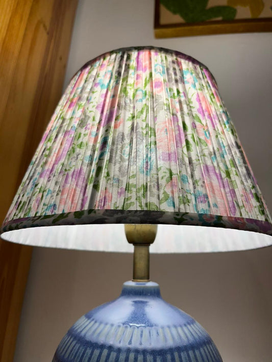 Block Printed Pleated Lamp Shade - Floral Whisper