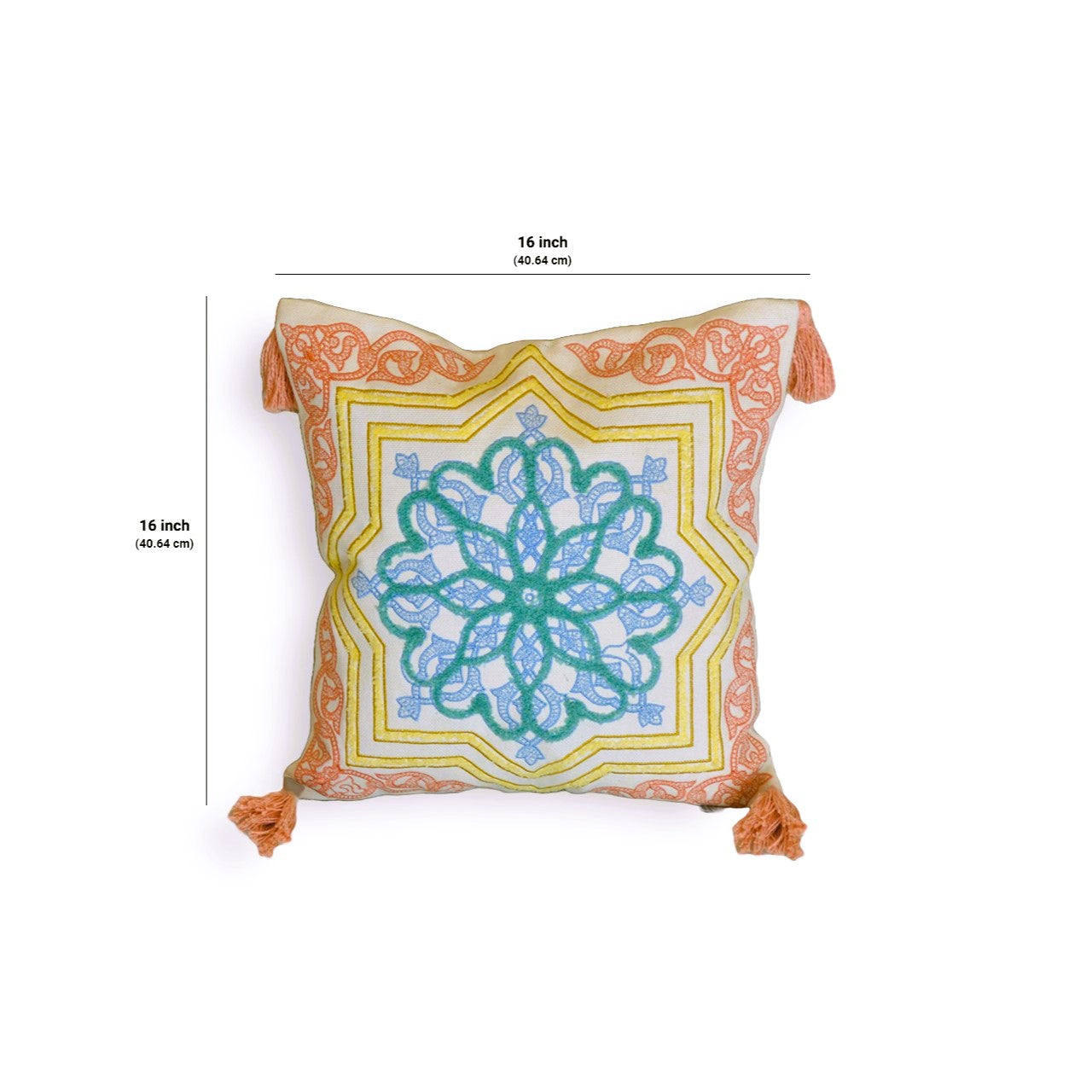 Embroidery  Tufted Cushion Cover-Peach