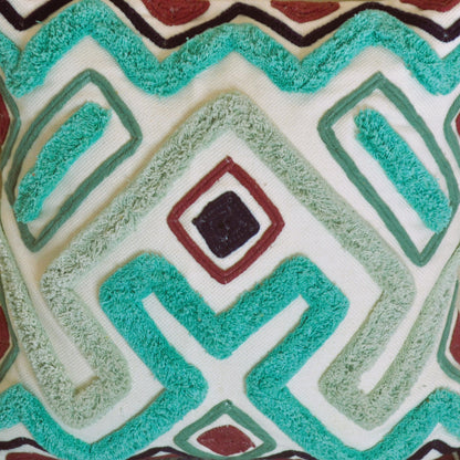 Tufted Zig Zag Cushion Cover- Torquoise