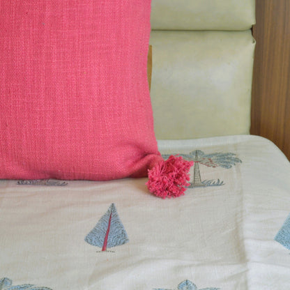 Slub Cotton Solid Pink Cushion Cover