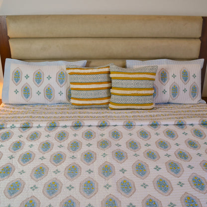 Moroccan Quilted Blockprinted Bedcover