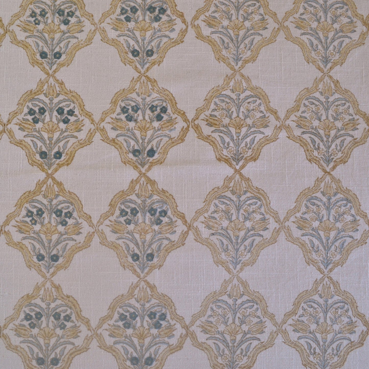 Moroccan Block Printed Cotton Bedcover-Yellow